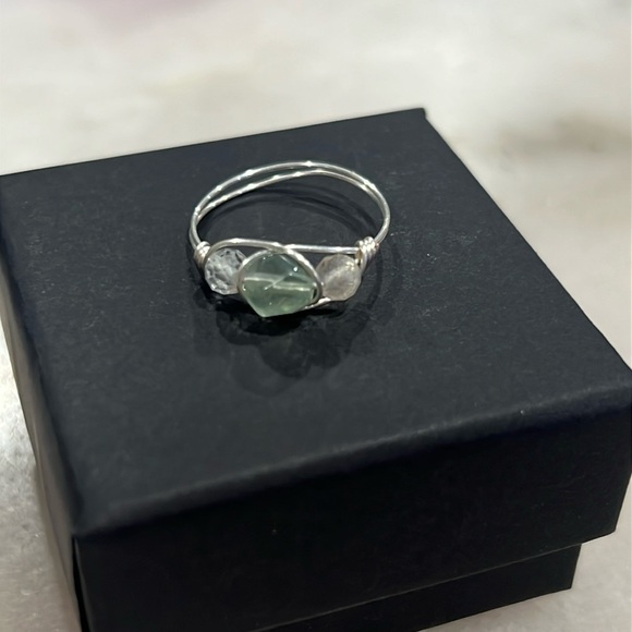 3 Stone Fluorite Gemstone Wire Wrap Ring - Picture 1 of 7